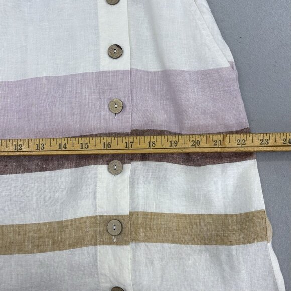 Rachel‎ Zoe Size XL 100% Linen Pastel Striped Button Front Midi Wrap Skirt - Picture 7 of 9